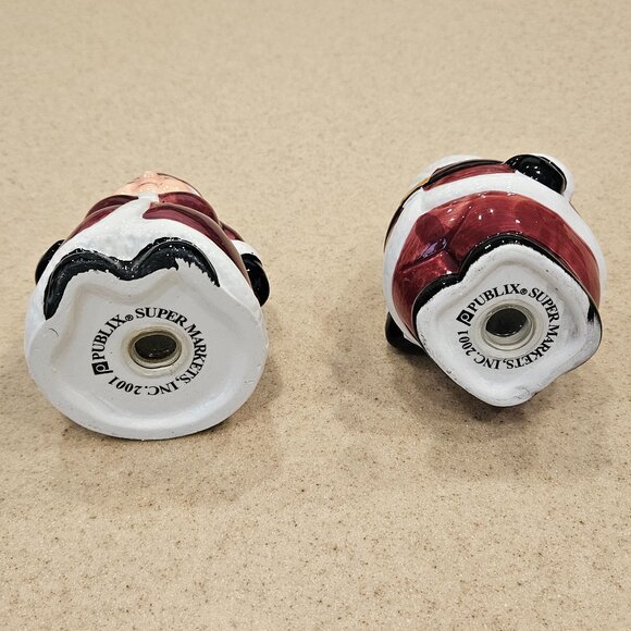 PUBLIX CERAMIC CHRISTMAS HOLIDAY SANTA & MRS CLAUS SALT & PEPPER SHAKERS SET - Picture 12 of 12